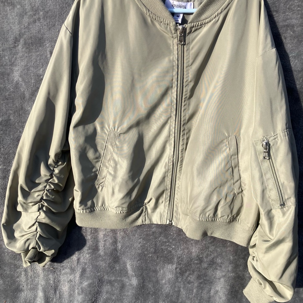 Girls Size Medium Speechless Kids Windbreaker Olive Green